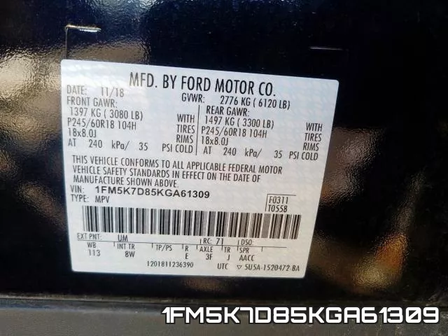 1FM5K7D85KGA61309 фото 2