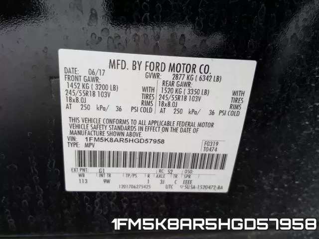 1FM5K8AR5HGD57958 фото 2