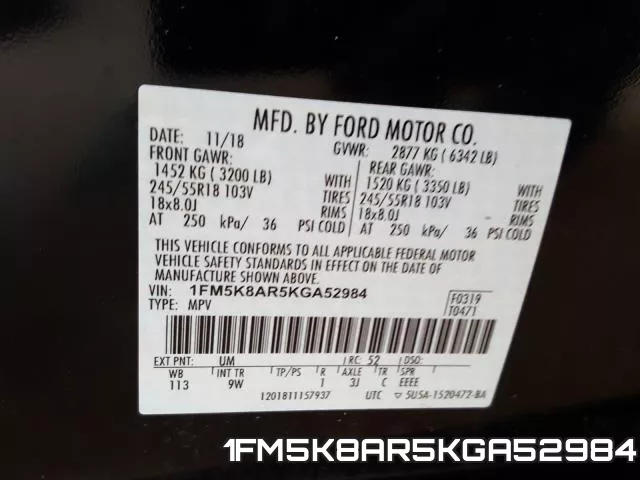 1FM5K8AR5KGA52984 фото 2