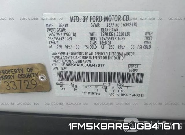 1FM5K8AR6JGB47617 фото 10