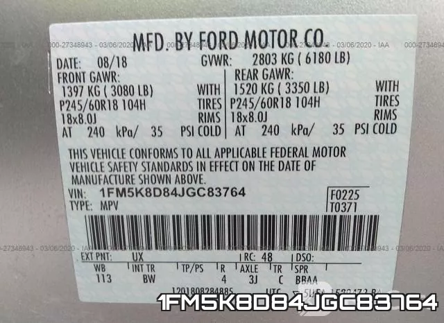 1FM5K8D84JGC83764 фото 10