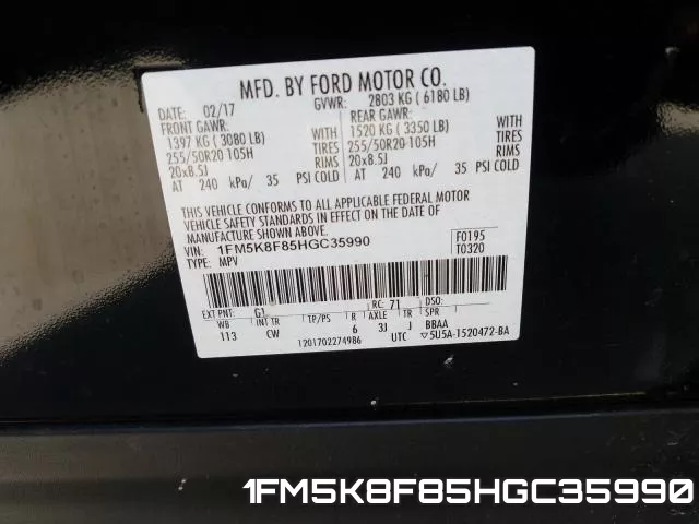 1FM5K8F85HGC35990 фото 2
