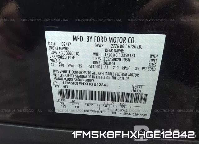 1FM5K8FHXHGE12842 фото 10