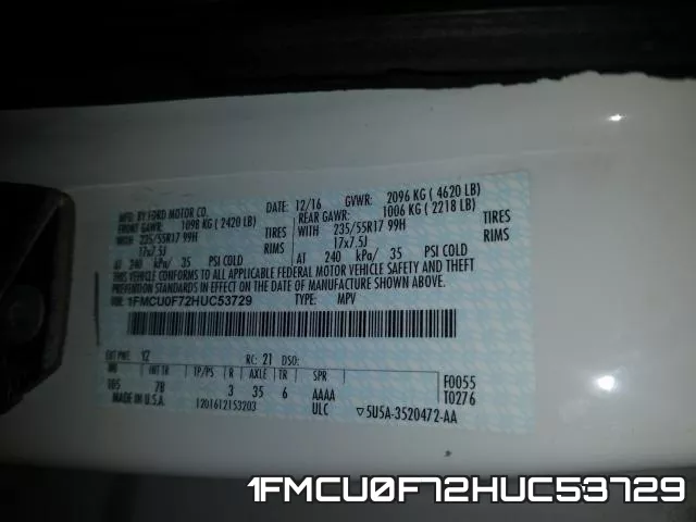 1FMCU0F72HUC53729 фото 2