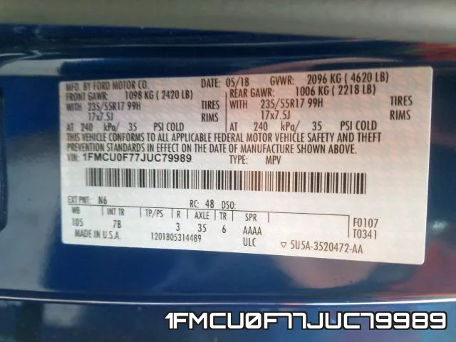1FMCU0F77JUC79989 фото 2