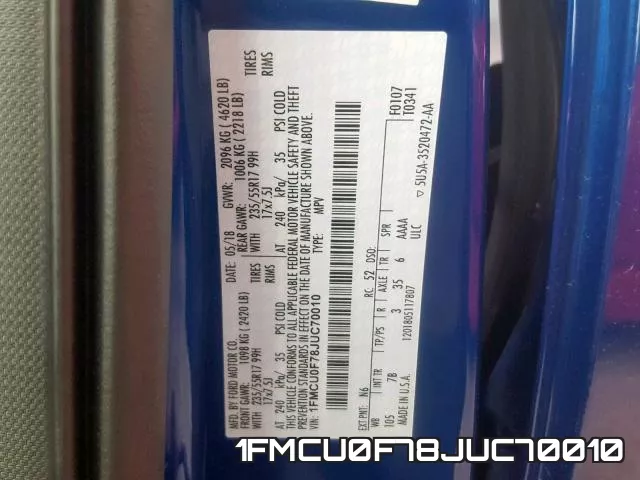 1FMCU0F78JUC70010 фото 2