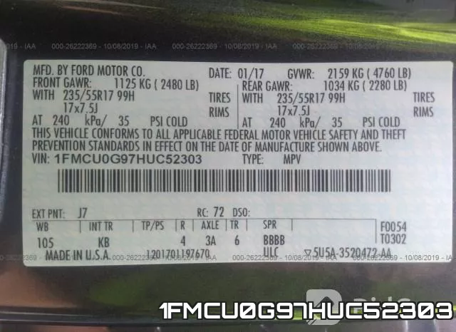 1FMCU0G97HUC52303 фото 10