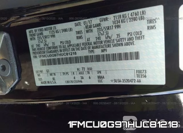 1FMCU0G97HUC81218 фото 10