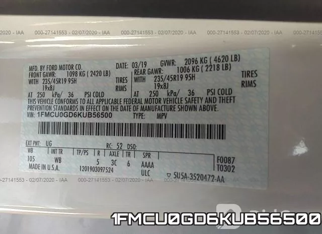 1FMCU0GD6KUB56500 фото 10