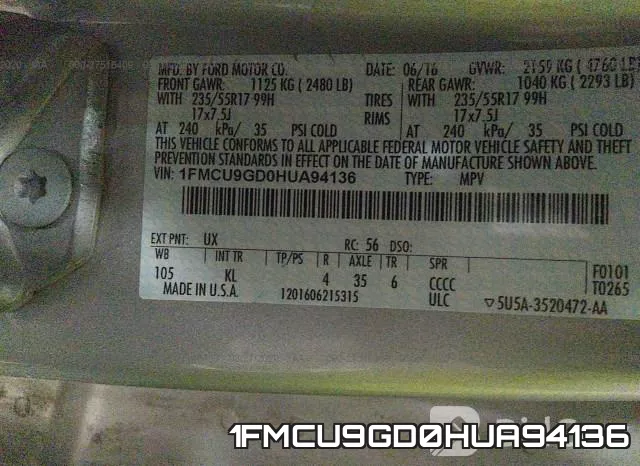 1FMCU9GD0HUA94136 фото 10