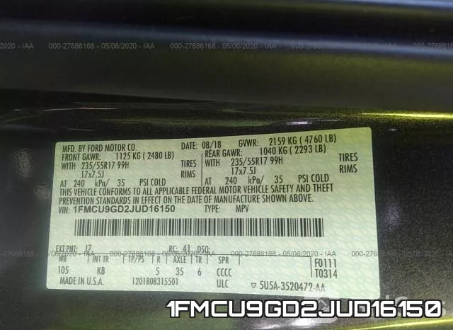 1FMCU9GD2JUD16150 фото 9