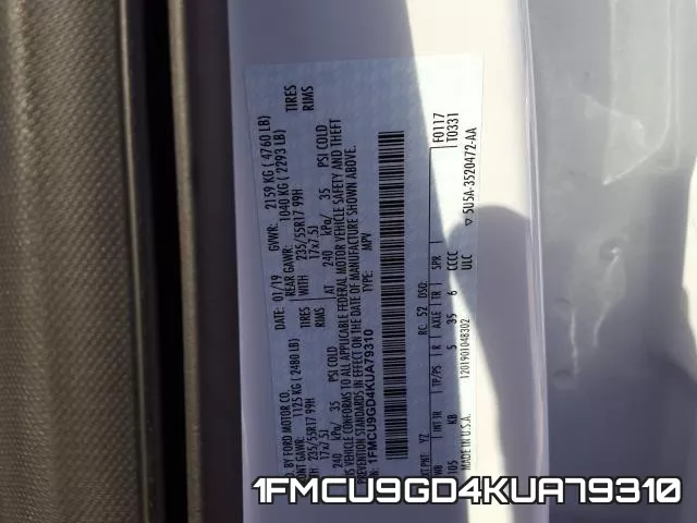 1FMCU9GD4KUA79310 фото 2