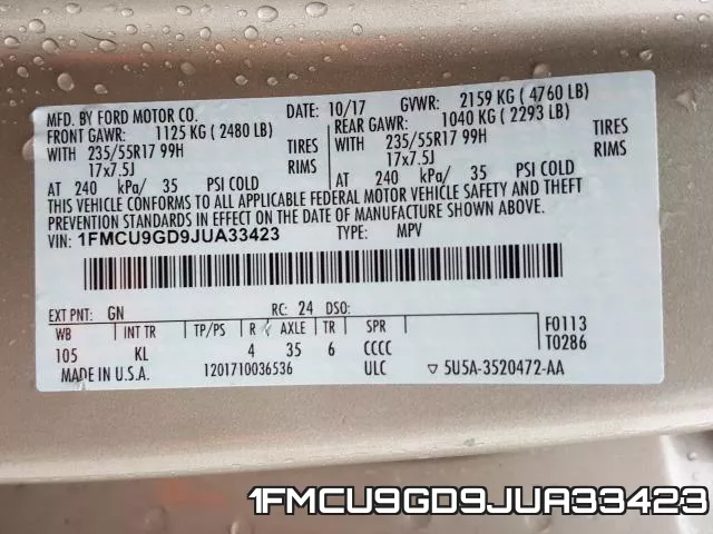 1FMCU9GD9JUA33423 фото 2