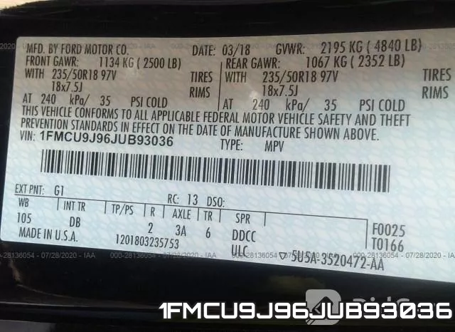 1FMCU9J96JUB93036 фото 10