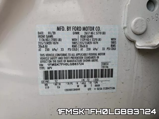 1FMSK7FH0LGB83724 фото 2