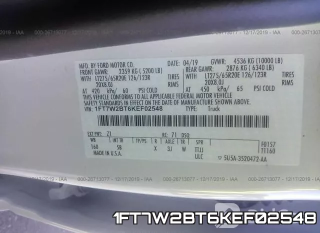 1FT7W2BT6KEF02548 фото 10