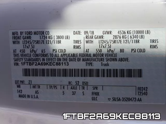 1FTBF2A69KEC88113 фото 2