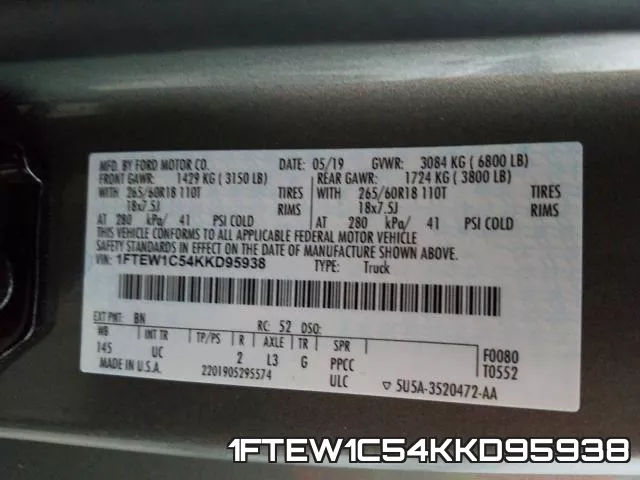 1FTEW1C54KKD95938 фото 2