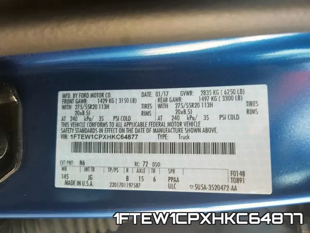 1FTEW1CPXHKC64877 фото 2