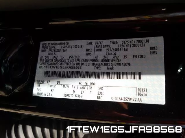 1FTEW1EG5JFA98568 фото 2