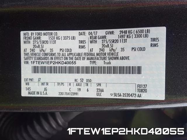 1FTEW1EP2HKD40055 фото 2