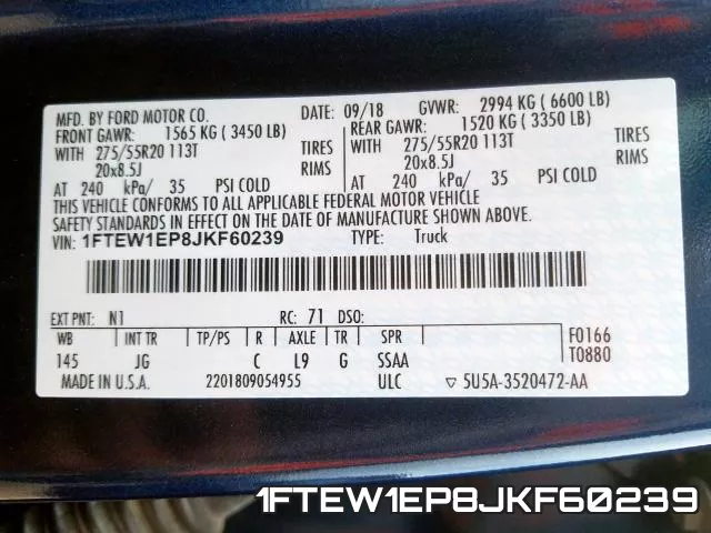 1FTEW1EP8JKF60239 фото 2