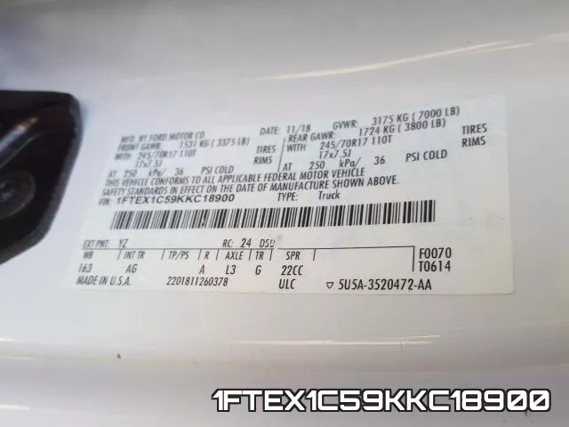 1FTEX1C59KKC18900 фото 2