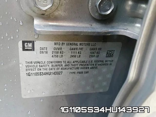 1G1105S34HU143927 фото 2