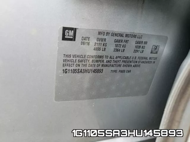 1G1105SA3HU145893 фото 2