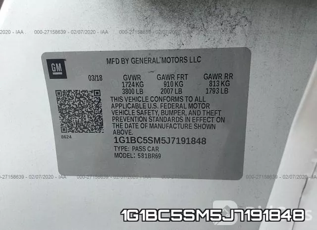 1G1BC5SM5J7191848 фото 10