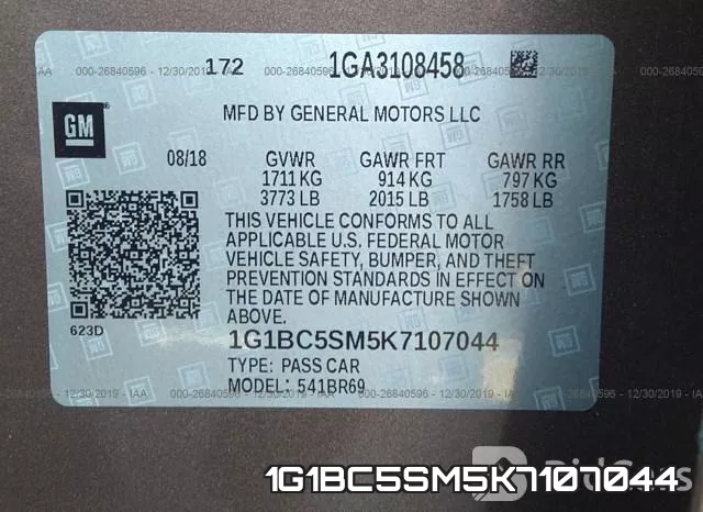 1G1BC5SM5K7107044 фото 9