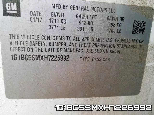 1G1BC5SMXH7226992 фото 2