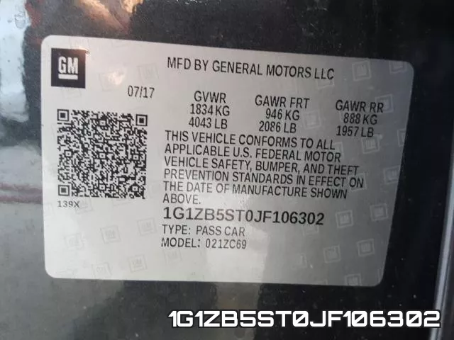 1G1ZB5ST0JF106302 фото 2