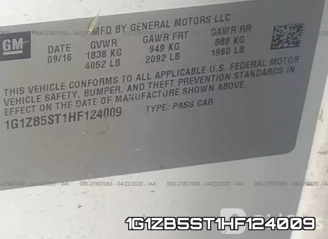 1G1ZB5ST1HF124009 фото 10