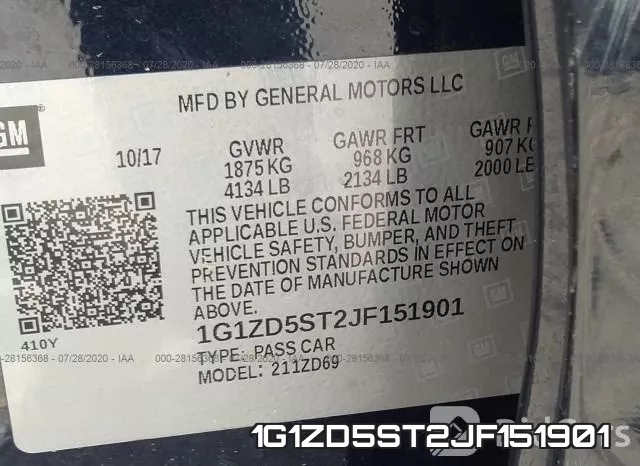 1G1ZD5ST2JF151901 фото 10