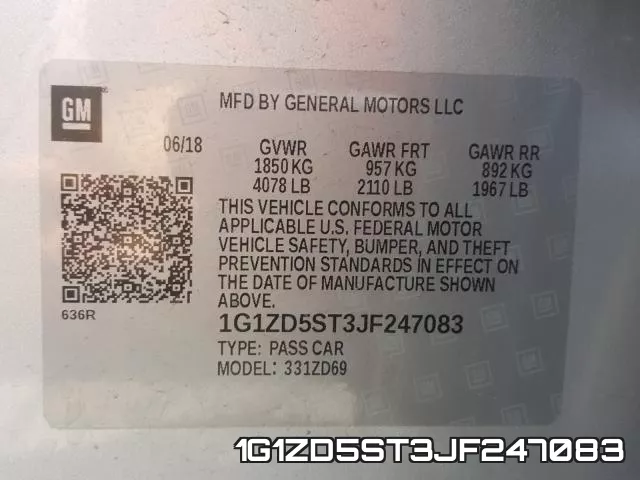1G1ZD5ST3JF247083 фото 2