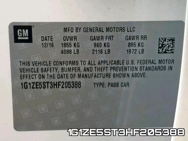 1G1ZE5ST3HF205388 фото 2