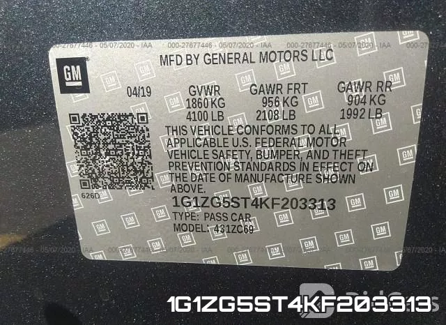 1G1ZG5ST4KF203313 фото 10