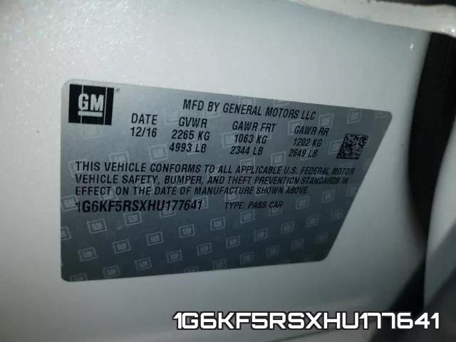 1G6KF5RSXHU177641 фото 2
