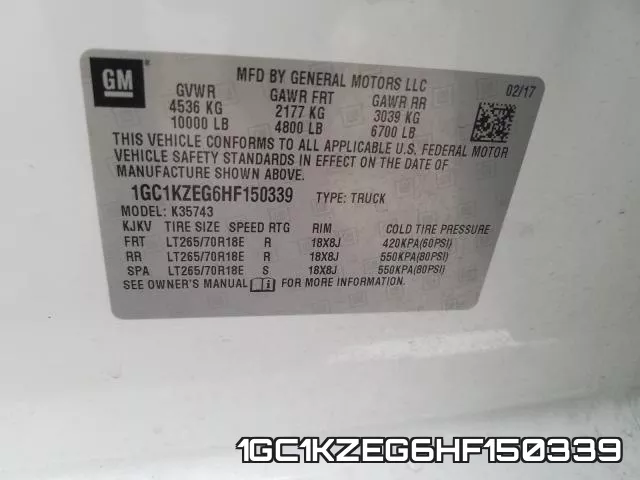 1GC1KZEG6HF150339 фото 2