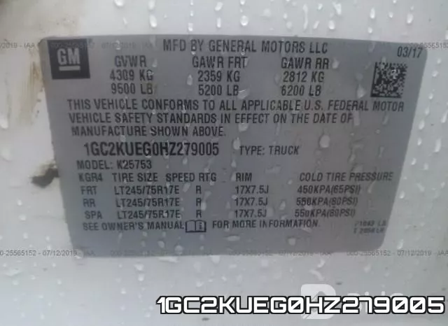 1GC2KUEG0HZ279005 фото 10