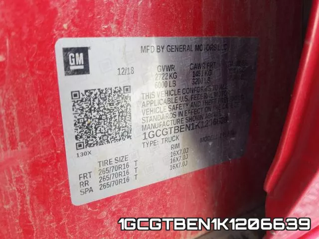 1GCGTBEN1K1206639 фото 2