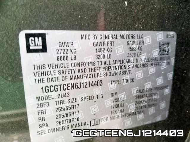 1GCGTCEN6J1214403 фото 2