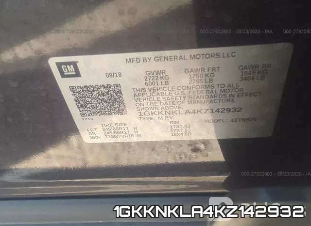 1GKKNKLA4KZ142932 фото 10
