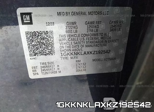 1GKKNKLAXKZ192542 фото 10