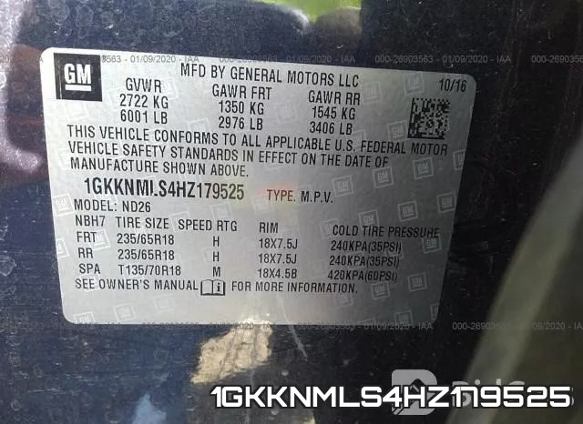 1GKKNMLS4HZ179525 фото 10