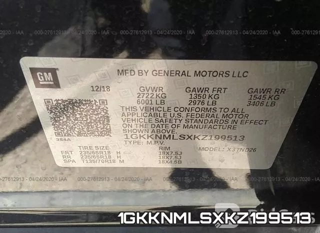 1GKKNMLSXKZ199513 фото 10