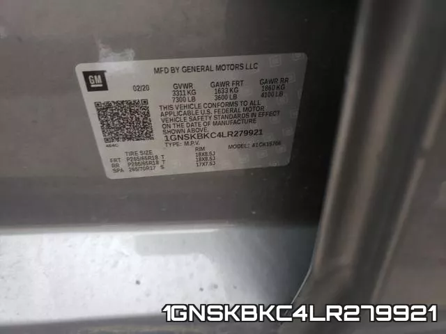 1GNSKBKC4LR279921 фото 2
