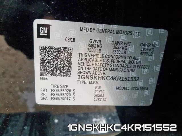 1GNSKHKC4KR151552 фото 2