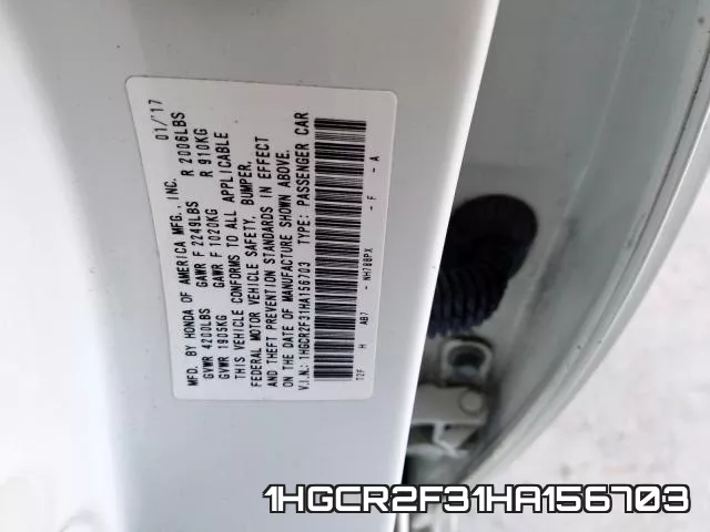 1HGCR2F31HA156703 фото 2